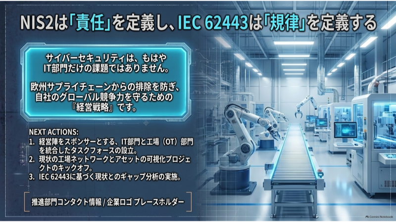 NIS2は「責任」を定義し、IEC 62443は「規律」を定義する